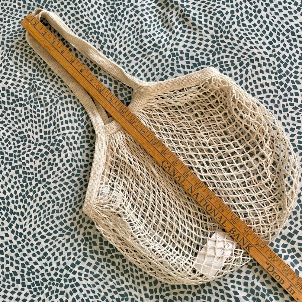 NWT H&M Natural Cotton Mesh Net Market Tote Bag Cream Eco conscious Shopping - Picture 4 of 8